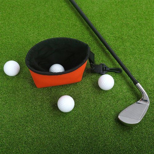 MIFENDUCT Golf Ball Cleaner Bag Club Cleaning Kit Waterproof Golf Ball Washer Pouch with Detachable Clip, Portable Club Grooves Washer Pocket for Men Women (Orange)