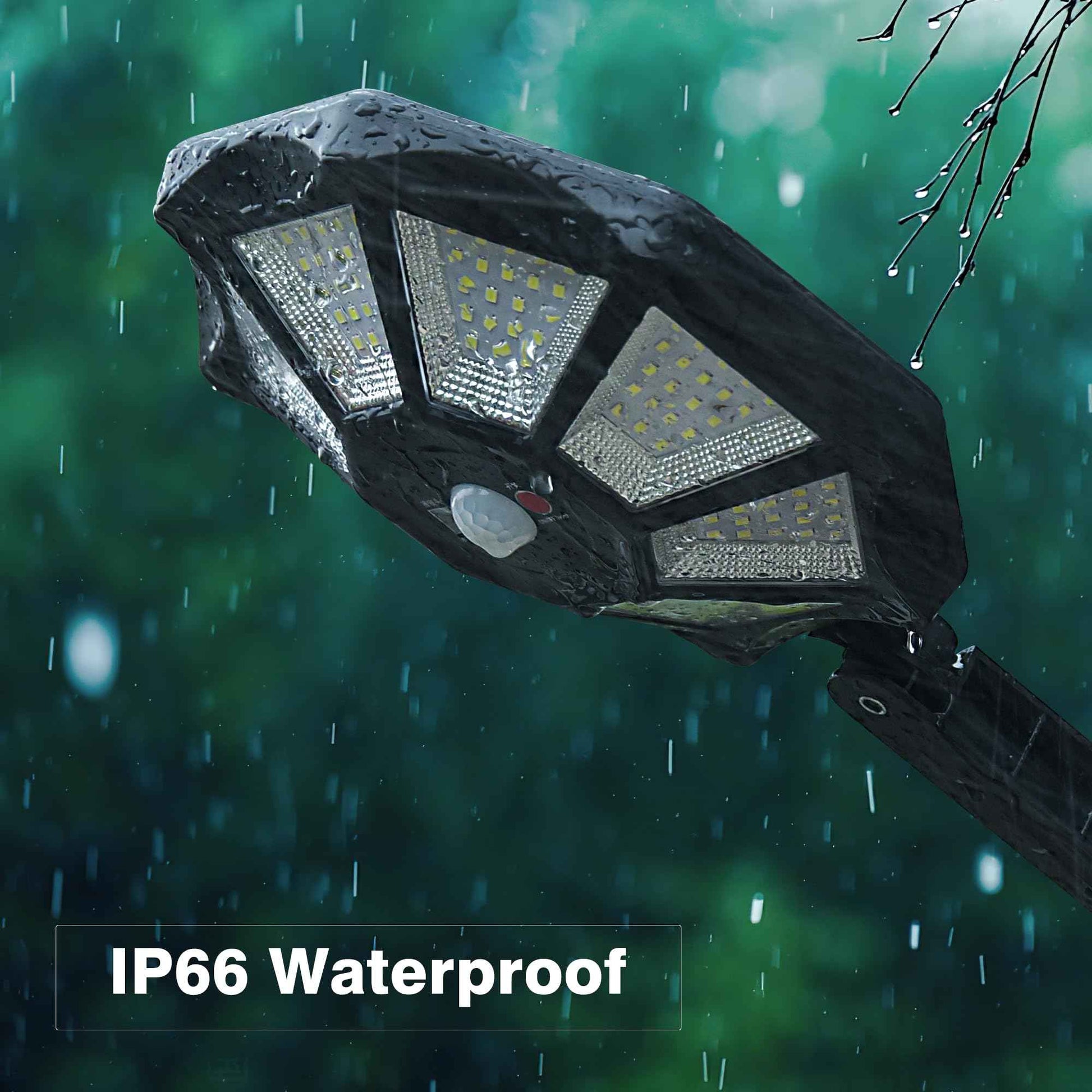 OKPRO Solar Lights Outdoor, 168LED 6500K Flood Light Dusk to Dawn, 8 Sides Solar Outdoor Lights with Motion Sensor, IP66 Waterproof Solar Street Lights Outdoor for Yard, Pools(2 Pack)