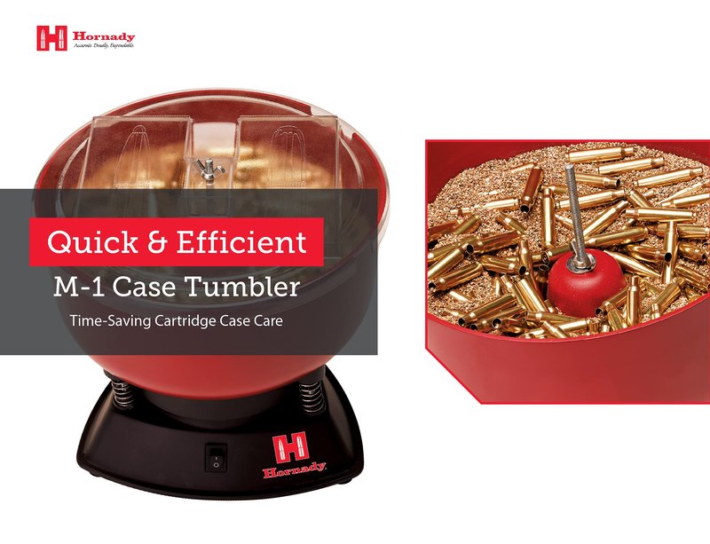 Hornady M-1 Case Tumbler – Clean and Polish Brass Cartridges Quickly and Efficiently – Holds up to 400 .38 Special Cases, Use with Hornady Tumbling Media – Item 050202