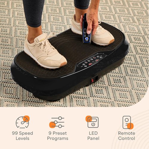 Lifepro Waver Mini Vibration Plate - Compact Exercise Machine with Remote & Bands | 99 Speed Levels for Muscle Toning & Lymphatic Drainage
