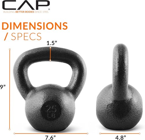 CAP Barbell Cast Iron Kettlebell - Durable Coated Design | Multiple Weight Options Available