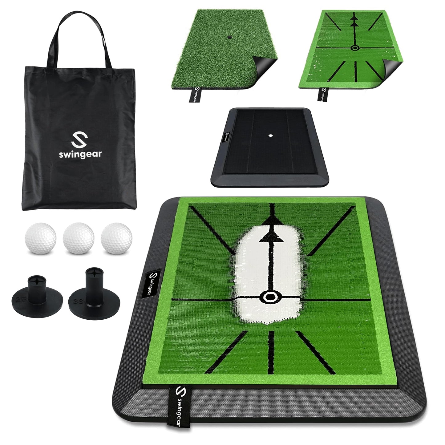 Golf Hitting Mat & Divot Board - Premium Practice mat - Swing Training aid w/Interchangeable Swing-Path Detection & Turf mat - Instant Feedback to Analyze Your Swing - Gift for Golfers
