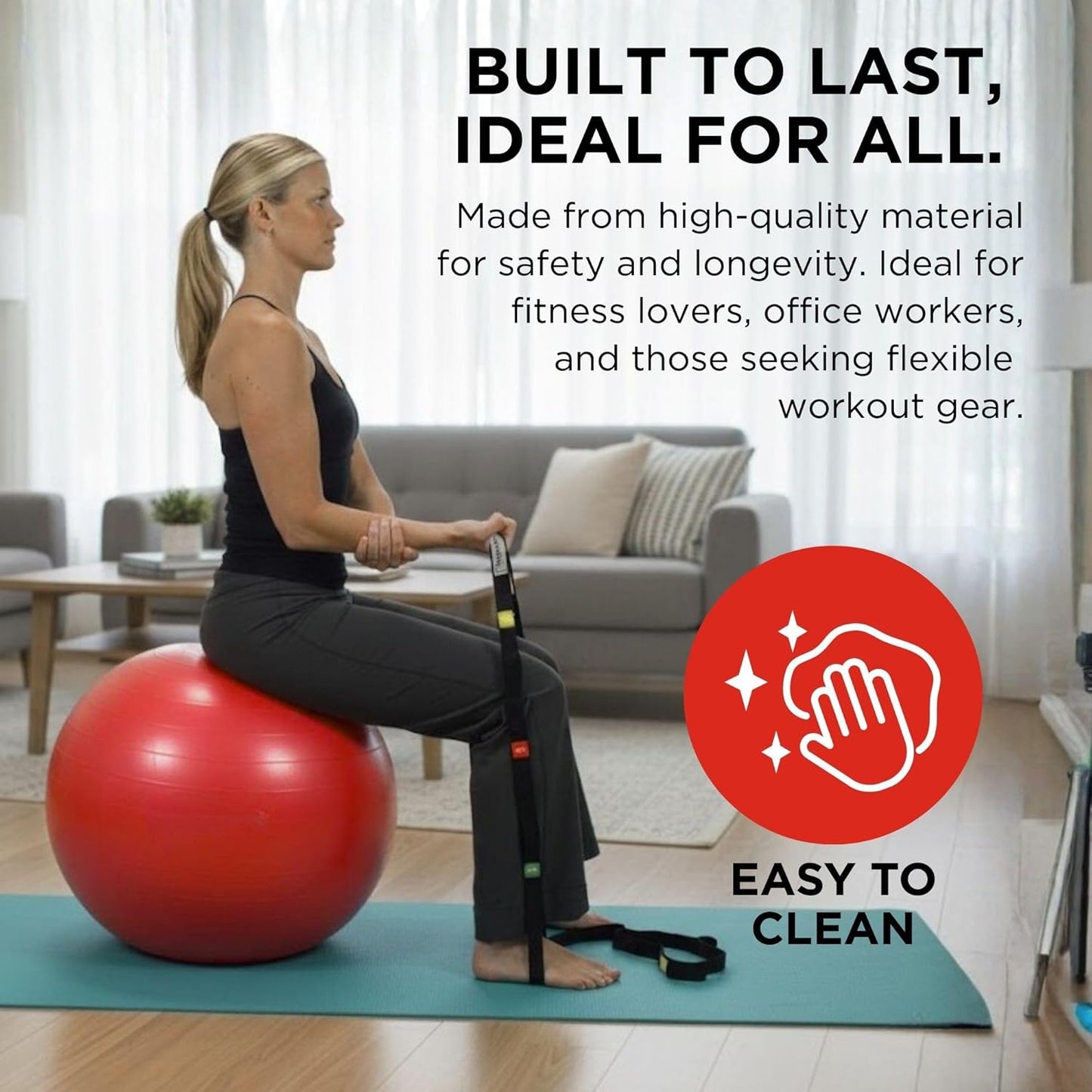 TheraBand Exercise Ball - 55 cm Stability Ball for Posture, Balance, Yoga & Rehab | Red