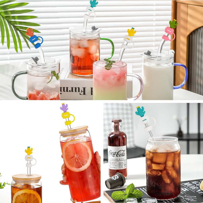 10 Pcs cactus straw topper for Stanley Cup, Silicone Straw Toppers Cap for Stanley 20&30&40 Oz Tumblers,10mm 0.4inch | Dust-proof | Reusable | Cactus straw covers for Cup Accessories