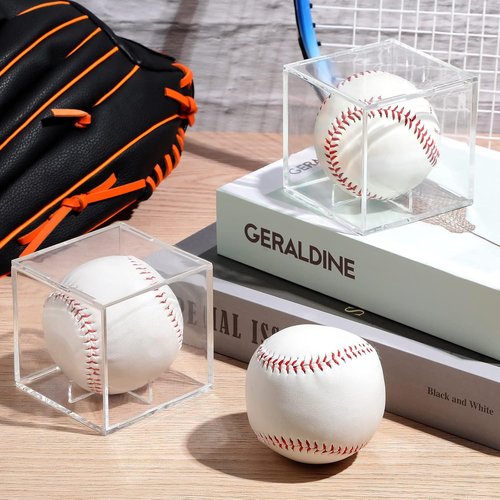 Baseball Display Case by [Brand Name] - 18 Pcs Clear UV Protected Acrylic Cube Box for Official Size Balls