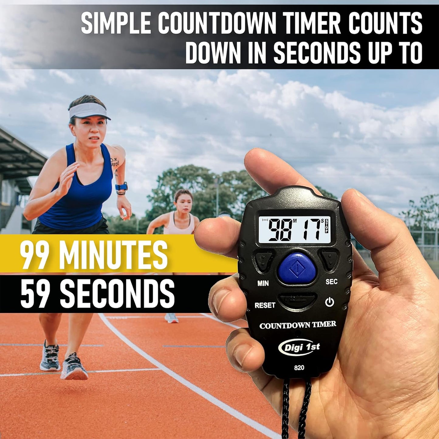 T-820 99 Minute Handheld Countdown Timer Black
