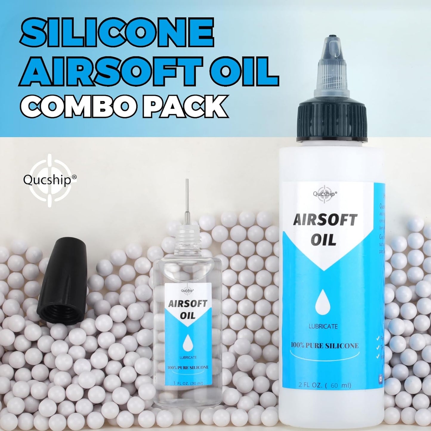 Skiennix Silicone Air Gun Oil - Multi-Purpose 100% Silicone Lubricant | 2 oz & 1 oz Needle Oiler