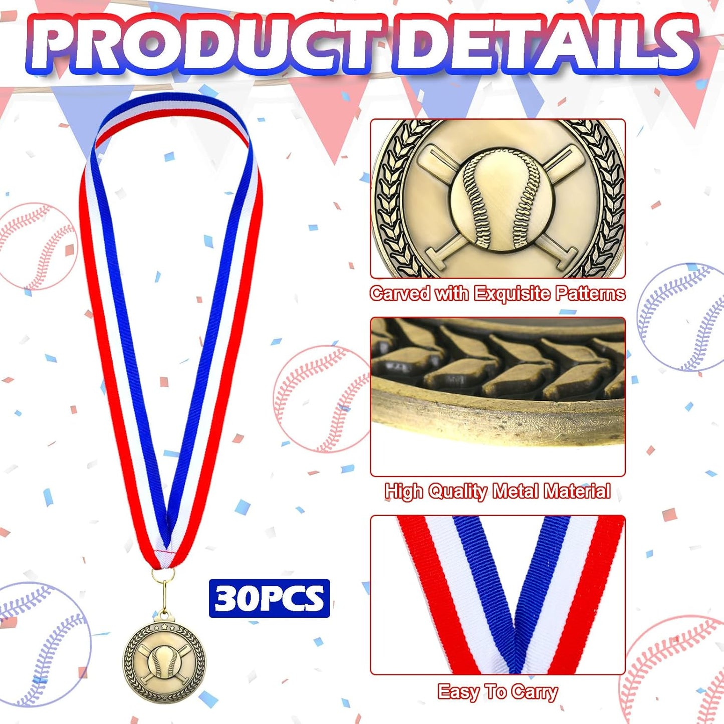 Remuuly Gold Sports Medals - 30 Pcs 2'' Awards for Basketball, Soccer, Baseball & More | Perfect Participation Gifts