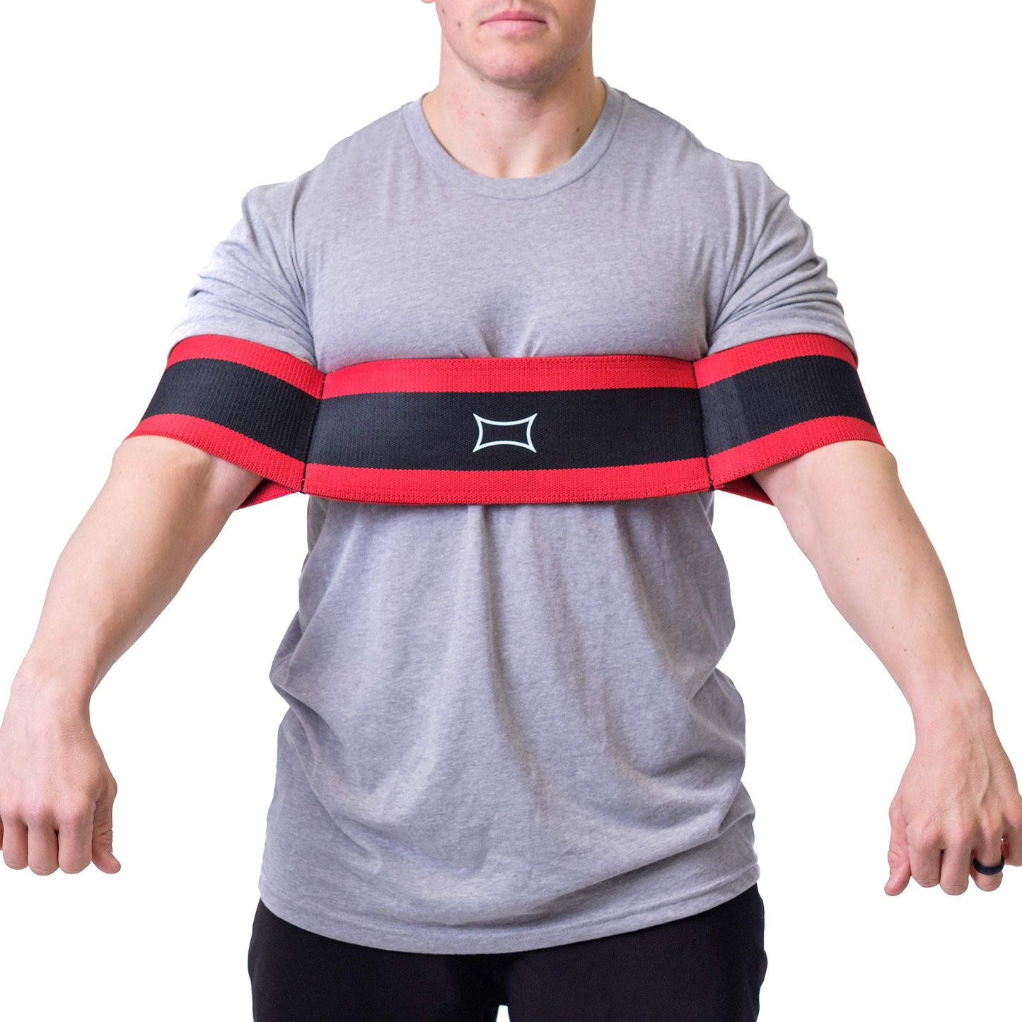 Sling Shot Mark Bell Pushup Exercise Assistance Workout Band for Men and Women to Assist with Bench Press, Dips, and Push Ups – (Level 1 Tension, Red/Black, X-Large)