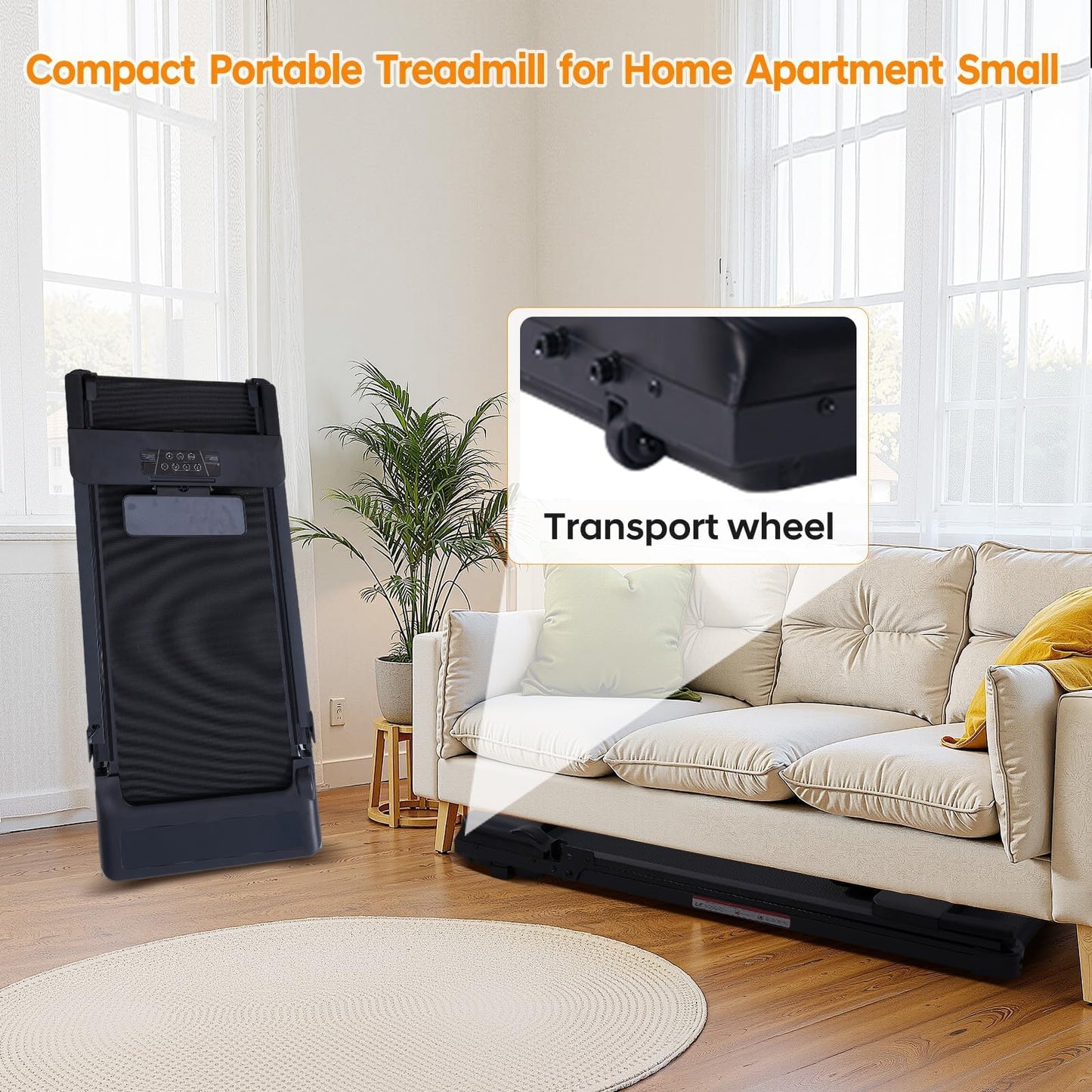 POTUPUS Portable Foldable Treadmill with Handle Bar Walking Pads for Home