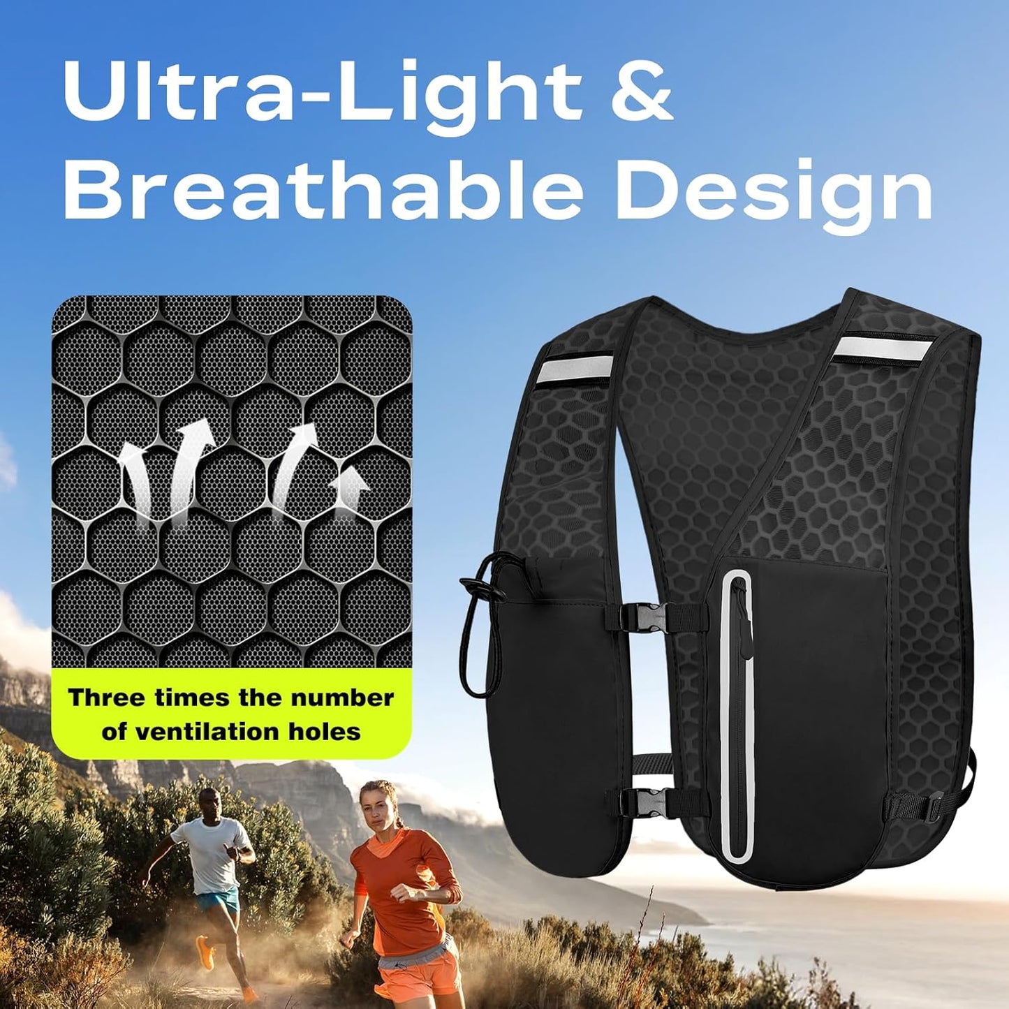 Skiennix Running Vest - Ultra-Lightweight 1.5L Water Bladder | Adjustable No-Bounce Fit for Men & Women