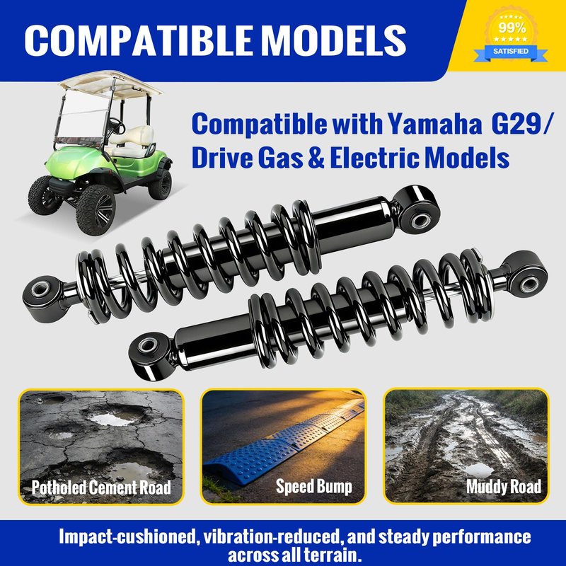 Roykaw Golf Cart Rear Shock Absorbers Assembly Kit Compatible with Yamaha G29/Drive Gas & Electric Models, Heavy Duty Shocks,Replaces #JW1-F2210-10-00, JW1-F2210-00-00, JW2-F2210-10-00, JW2-F2210-10