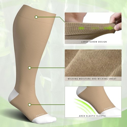 LEVSOX Wide Calf Compression Socks - 15-20mmHg Knee High Support Stockings for Circulation | Plus Size