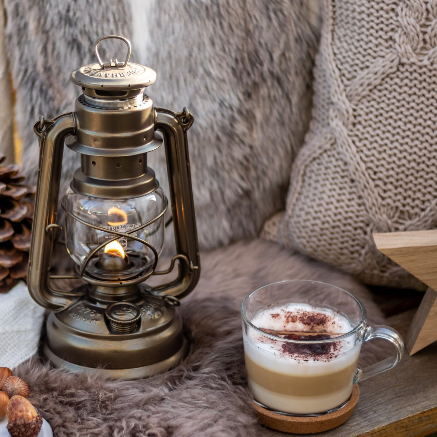 Feuerhand Outdoor Kerosene Fuel Lantern, German Made Weather Resistant Baby Special 276 Galvanized Hurricane Lamp for Camping or Patio, 10 Inches, Bronze