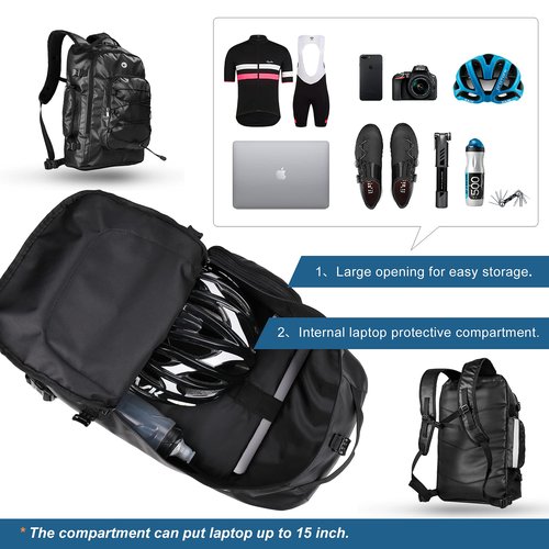 HUNTVP Bike Bag Bike Pannier Bag 3 in 1 Rack Saddle Bag Backpack Rear Seat Bag Shoulder Bag Laptop Pannier Cargo Rack Bicycle Bag with Rain Cover (Black)