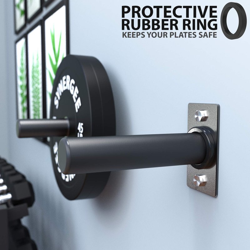 Synergee Weight Plate Storage Pegs. Wall Mounted Storage, 2" Opening Weight Holder. 275lb Capacity Gym Storage Rack. Double Peg.