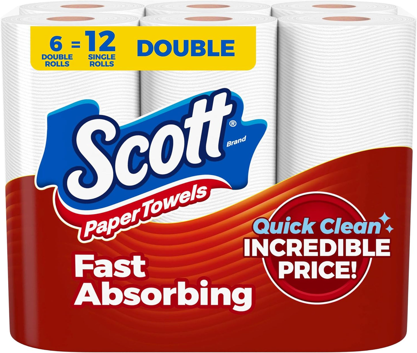 Scott Paper Towels - Choose-A-Sheet, 6 Double Rolls (12 Regular Rolls, 108 Sheets Each)