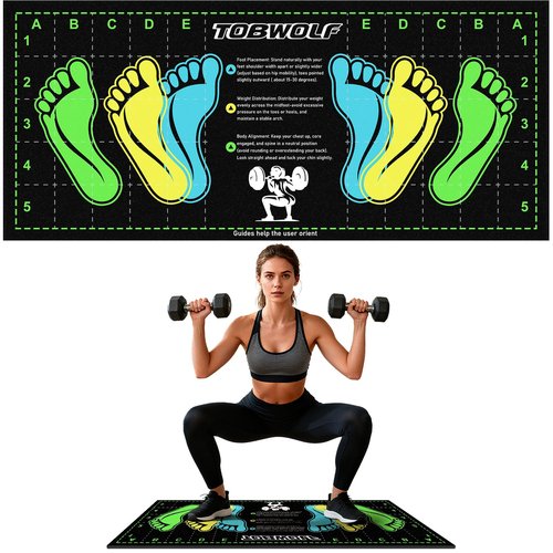 31.5'' X 13.8'' Non-Slip Squat Mat with Foot Position, Pro-Grade Exercise Mat Great for Squats, Leg and Lunges, Improving Muscle Activation, Versatility and Safety, Ideal for Home Fitness Enthusiasts