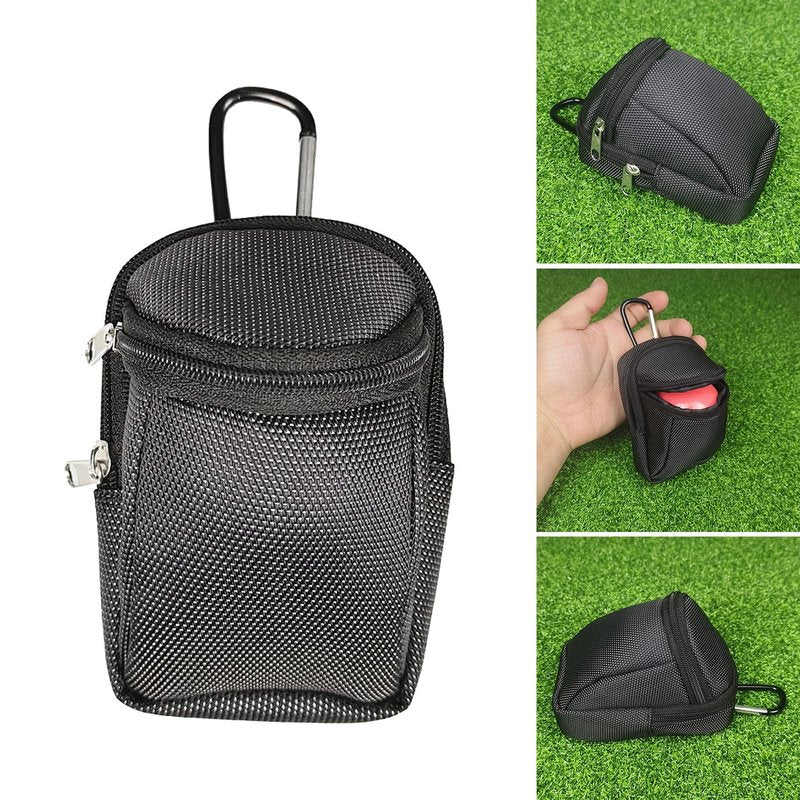 QIANQJL Golf Balls Pouch Bag Pocket Golf Ball Holder for Men Women Golf Tees Bag Pouch with Carabiner 2-Layers Zipper Golf Bags, 12*8*9CM, Quantity: 1