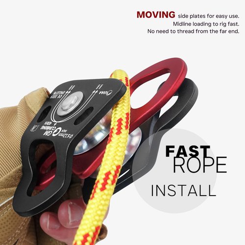 GM CLIMBING 40kN Micro Double Pulley Prusik Minding Ball Bearing UIAA CE for Progress Capture System Rigging Hauling Rescue Arborist Tree Climbing (Pack of 2)