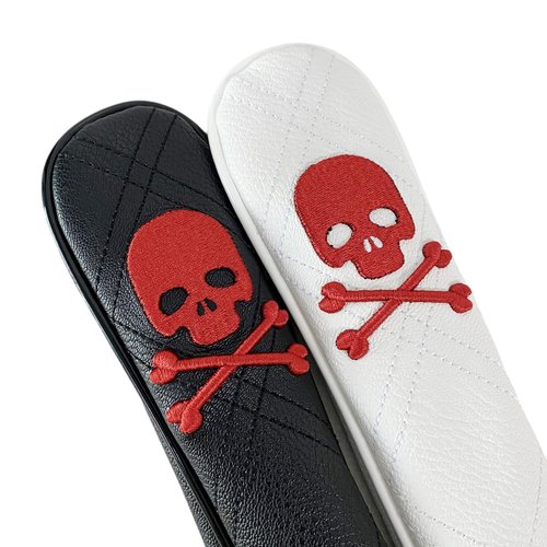 Gbourly Golf Club Alignment Stick Cover Skull and Crossbones White Holds at Least 2 Sticks PU Leather Protector Case Holder