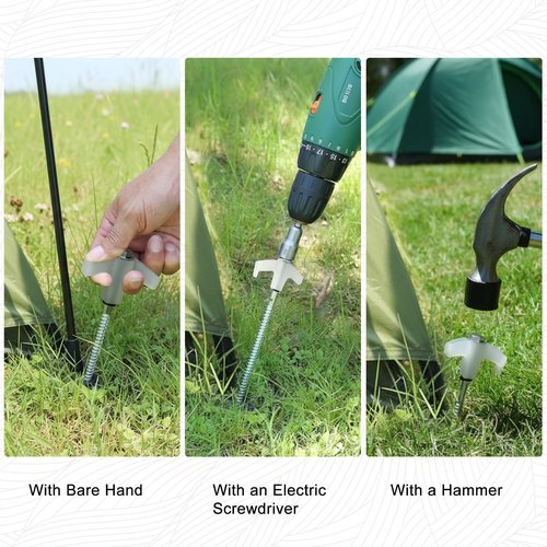 12-Pack Heavy Duty Screw-in Tent Stakes with Drill Adapter – 8 Inch Ground Anchors for Camping, Canopy, Gazebo, Awnings & Outdoor Accessories