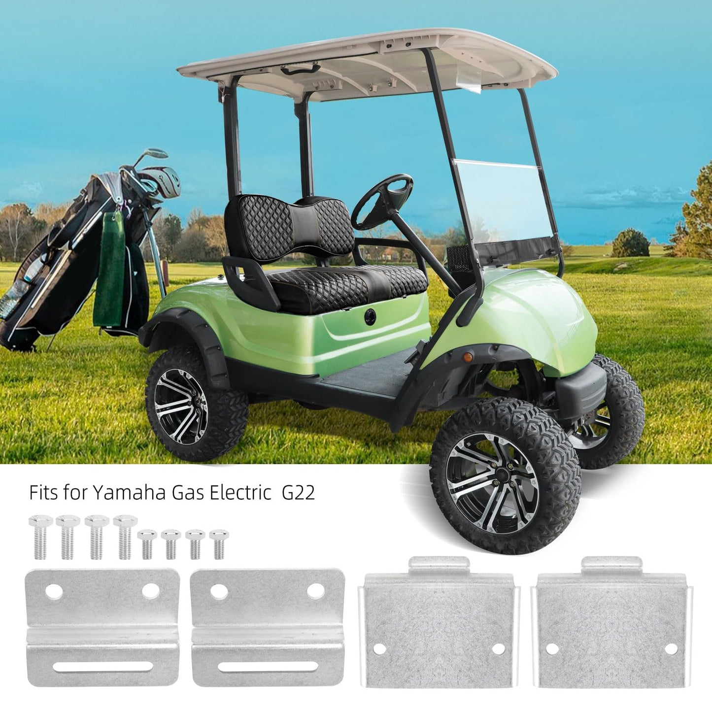 Roykaw Golf Cart Seat Hinge Set Seat Bottom Hinge Plate Replacement Compatible with Yamaha G8-G22 Gas and Electric Models, Stainless Male and Female Plates, 2 Sets, OEM# JF2-K8427-00-00, JN3-K8426-01