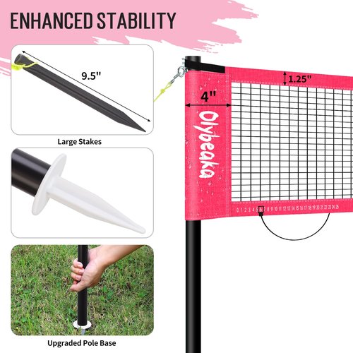 20ft Volleyball & Badminton Combo Net Set Outdoor for Backyard Beach with Adjustable Poles, Durable Anti-Sag Net, PU Volleyball, 2 Aluminum Rackets, Carry Bag for Easy Portable