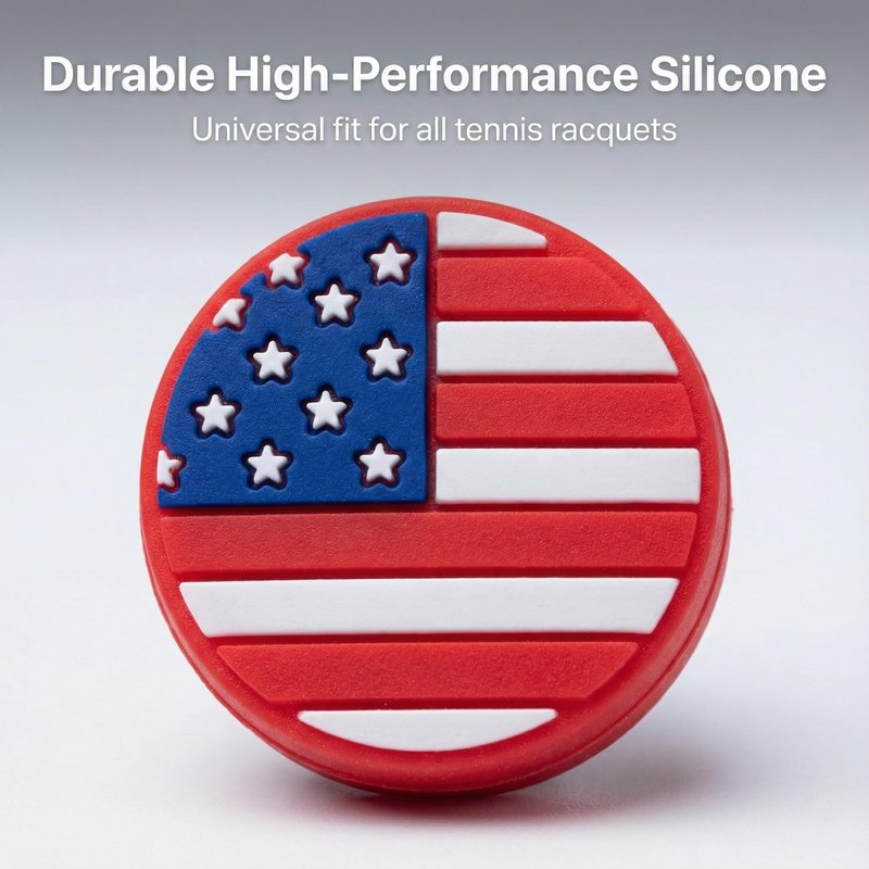 Novelyza American Flag Tennis Racket Dampener: Silicone Tennis Vibration Shock Absorbers - USA Patriotic Racquet Damper for Sporter, Tennis Accessories (10 Pack)
