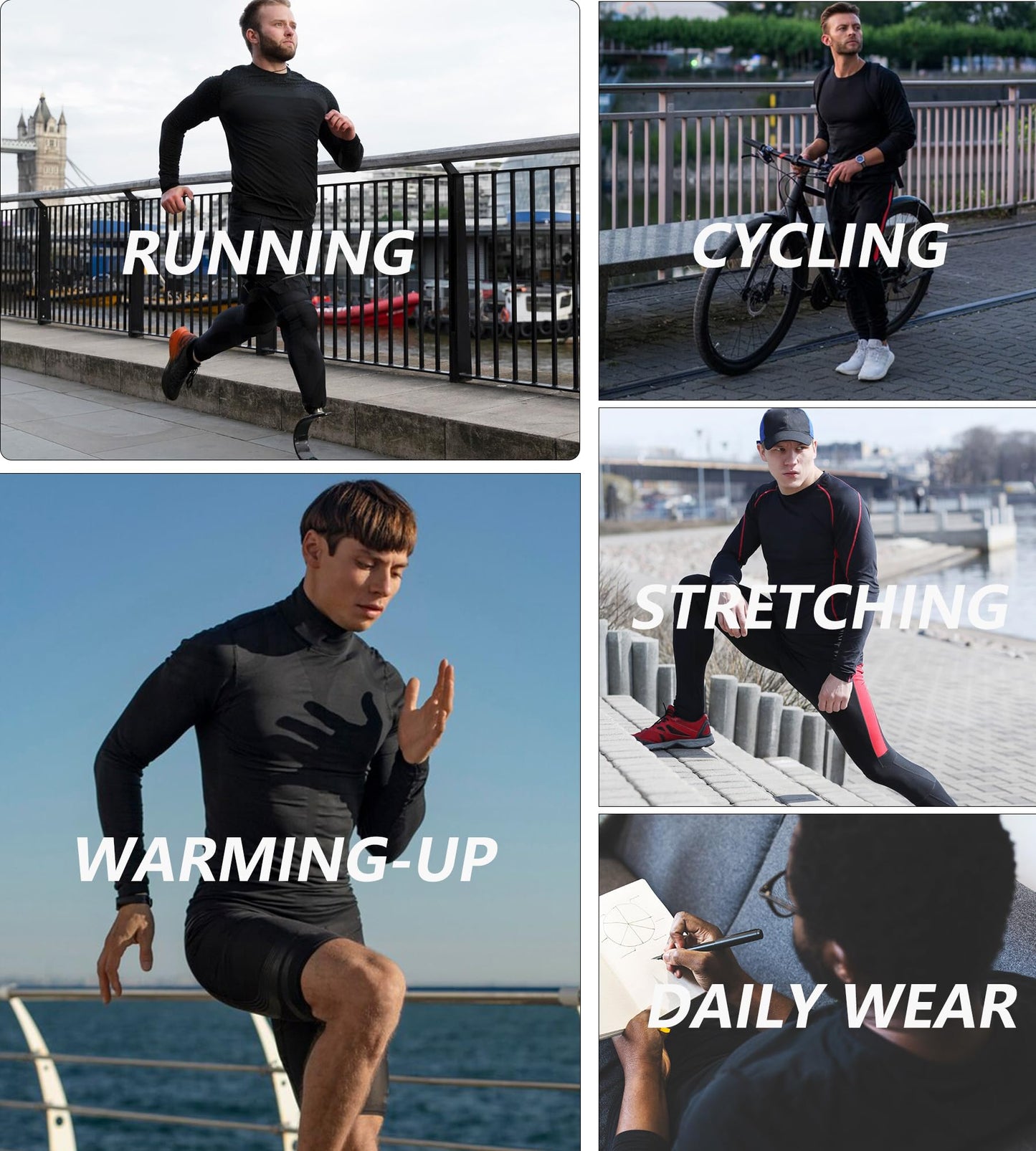 OVIYEGAIN Black Compression Shirt Men Long Sleeve Turtleneck Base Layer Tops Athletic Dry Fit Sports Running Gym Undershirts