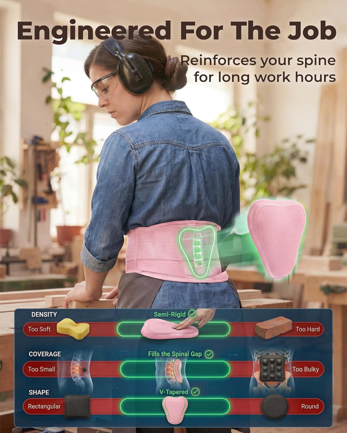 Sparthos Back Support Belt - Instant Relief for Back Pain & Herniated Discs - Breathable Lumbar Brace | Fits 24–31" Waist (Pink-XS)