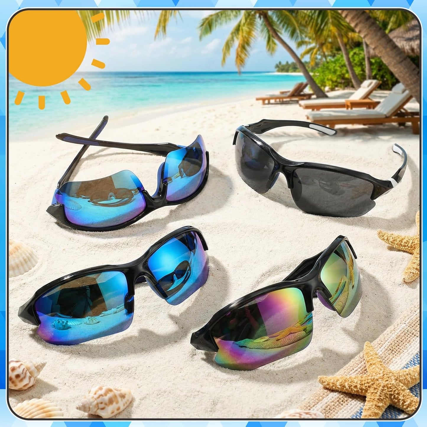 Skiennix Polarized Sports Sunglasses - UV Protection & Lightweight Wraparound Design | 4 Pack