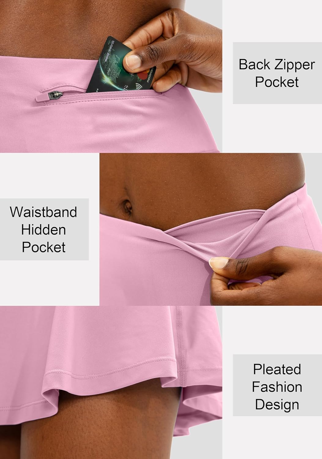 SANTINY Women's Pleated Tennis Skirt - High Waisted Athletic Golf Skorts with 4 Pockets | Ideal for Running & Casual Wear