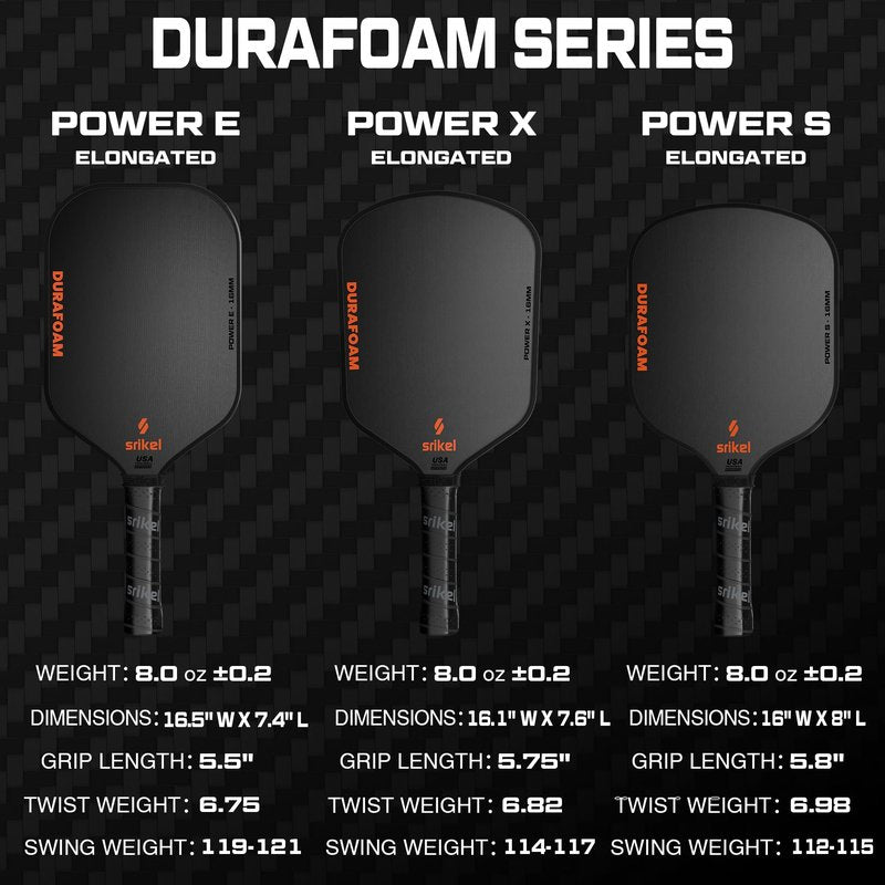 Srikel DuraFoam Pickleball Paddle – T700 Carbon Fiber Professional Pickleball Paddle,100% Foam Core Racket for Consistent Shots,Power & Control,Power X Hybrid Shape,Black