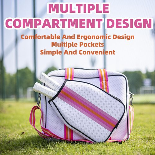 Coowkooalla Pickleball Bag,Pickleball Bags for Women,Pickleball Paddle Case,Cute Pickleball Bag,Pickleball Gifts,Inner Storage Pockets,and Adjustable Shoulder Strap (Clean Pink)