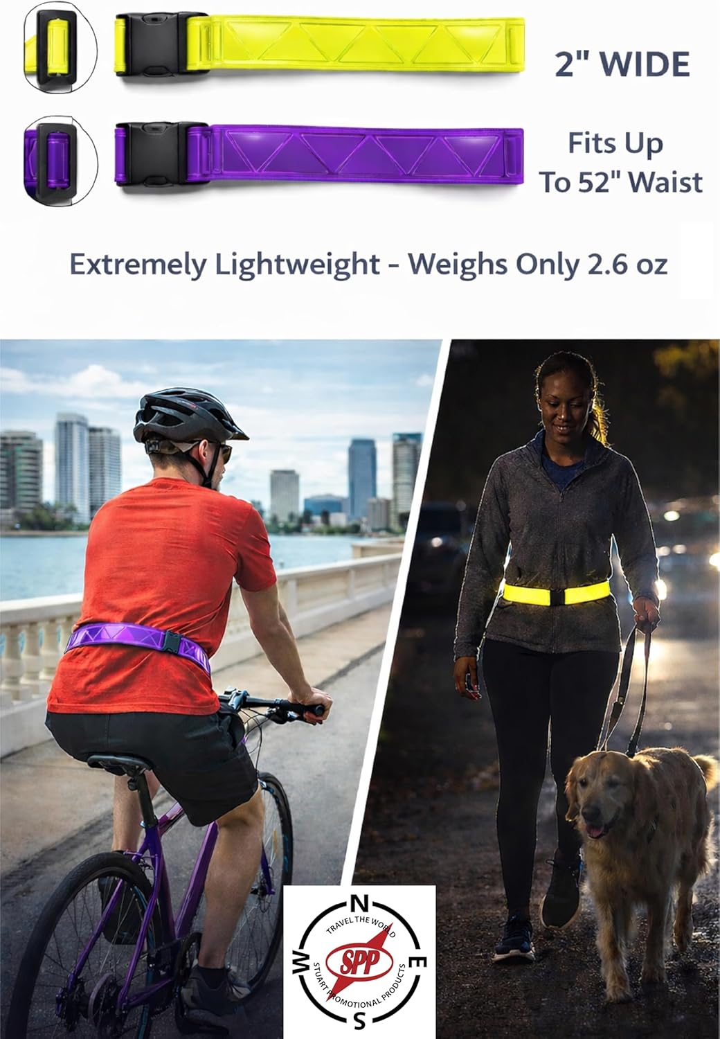 Skiennix Reflective Running Belt - High Visibility Safety Gear for Running, Walking & Cycling