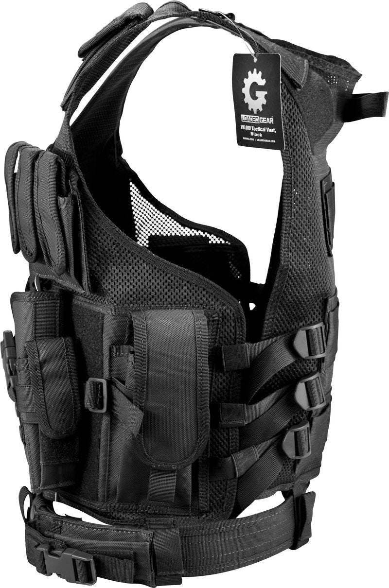 Barska Loaded Gear VX-200 Tactical Vest, Plus Size, Right-Handed, Black – Adjustable, Durable, and Multi-Pocket Design