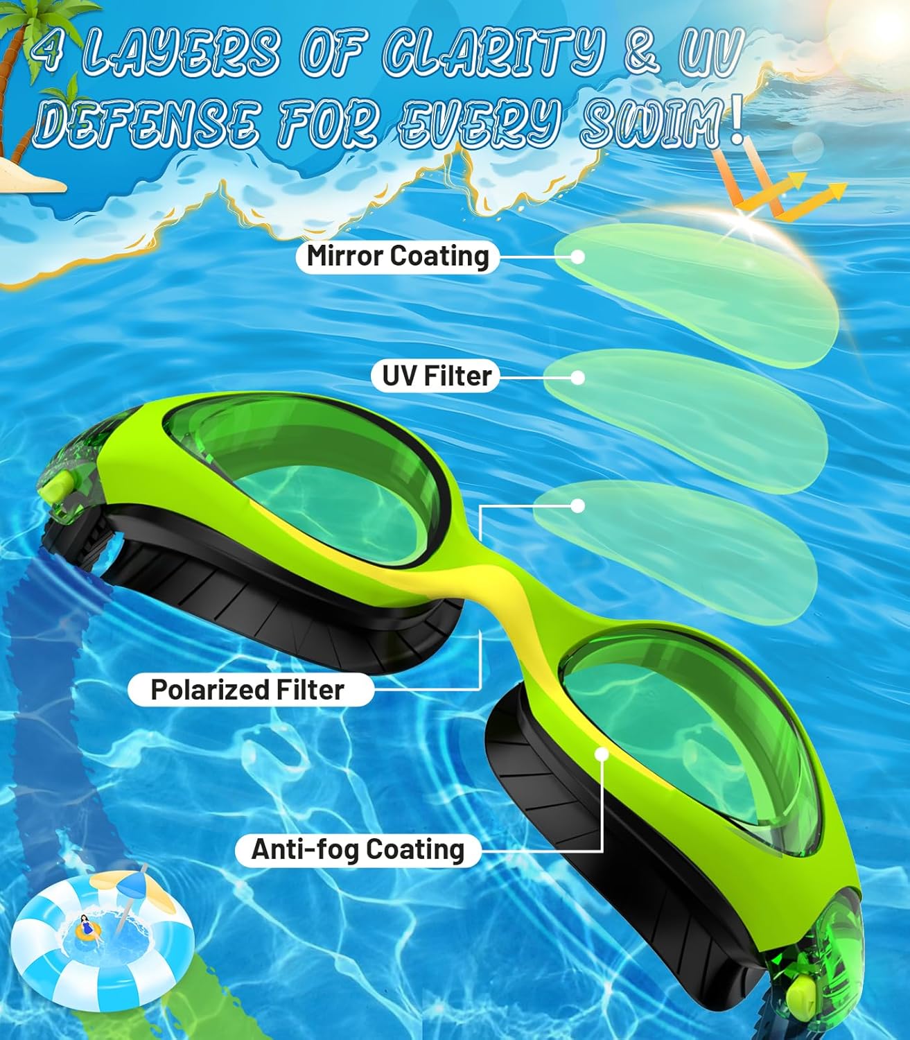 Skiennix Swim Goggles for Kids | Anti-Fog UV Protection & Leakproof Design, Ages 6-14