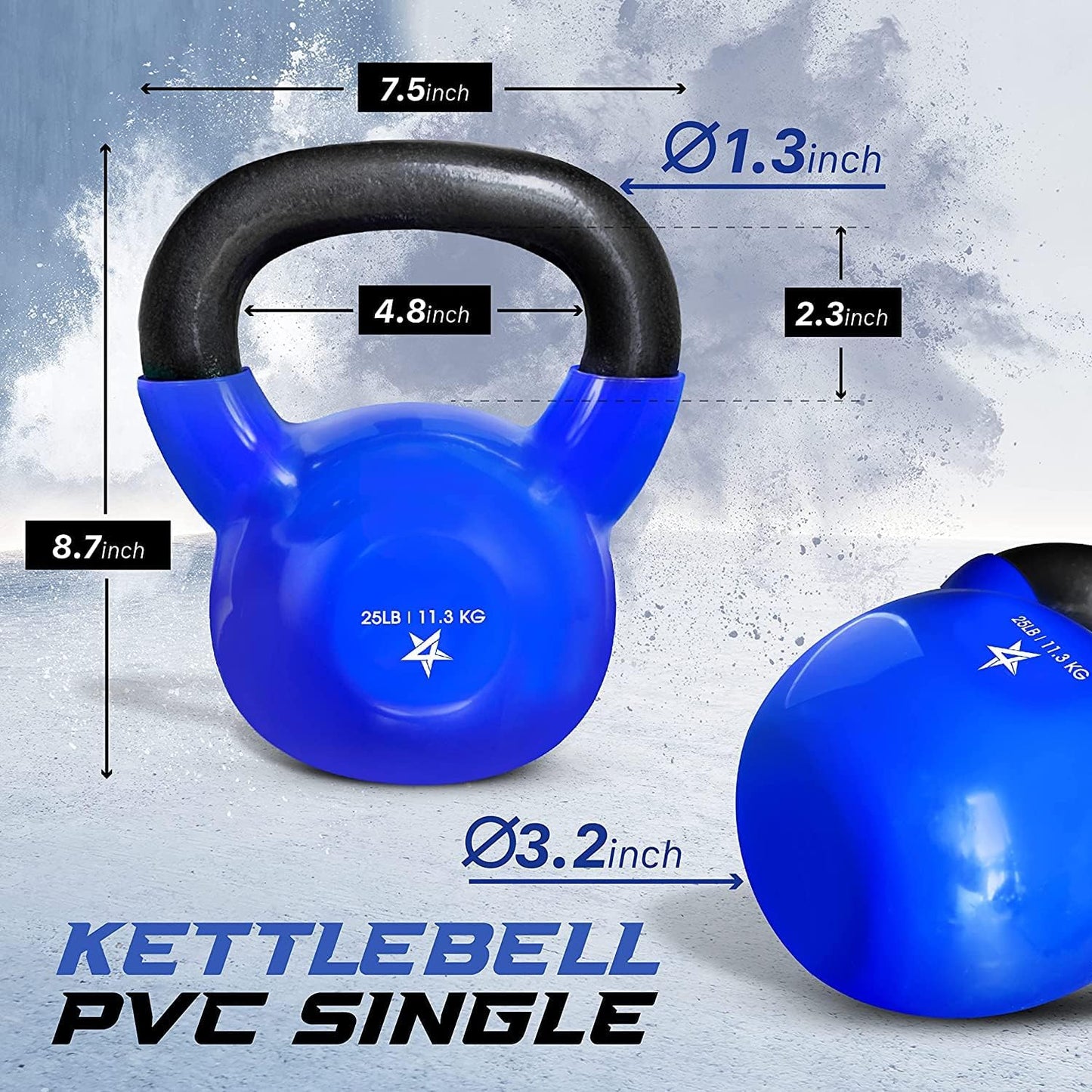 Yes4All Kettlebell - Vinyl Coated Cast Iron Strength Training for Home Gym | 5-100 LB Options