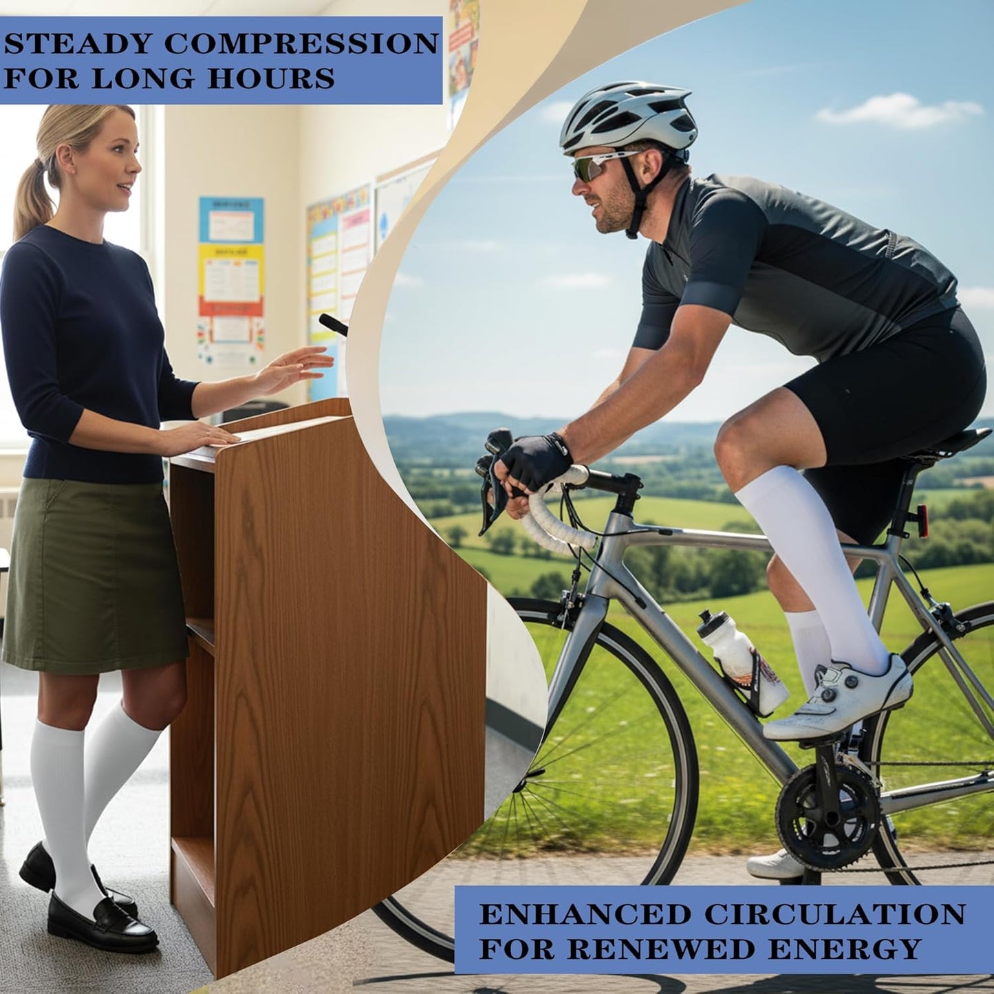 Sooverki Copper Compression Socks - 8 Pack Knee High 15-20mmHg for Optimal Athletic Support