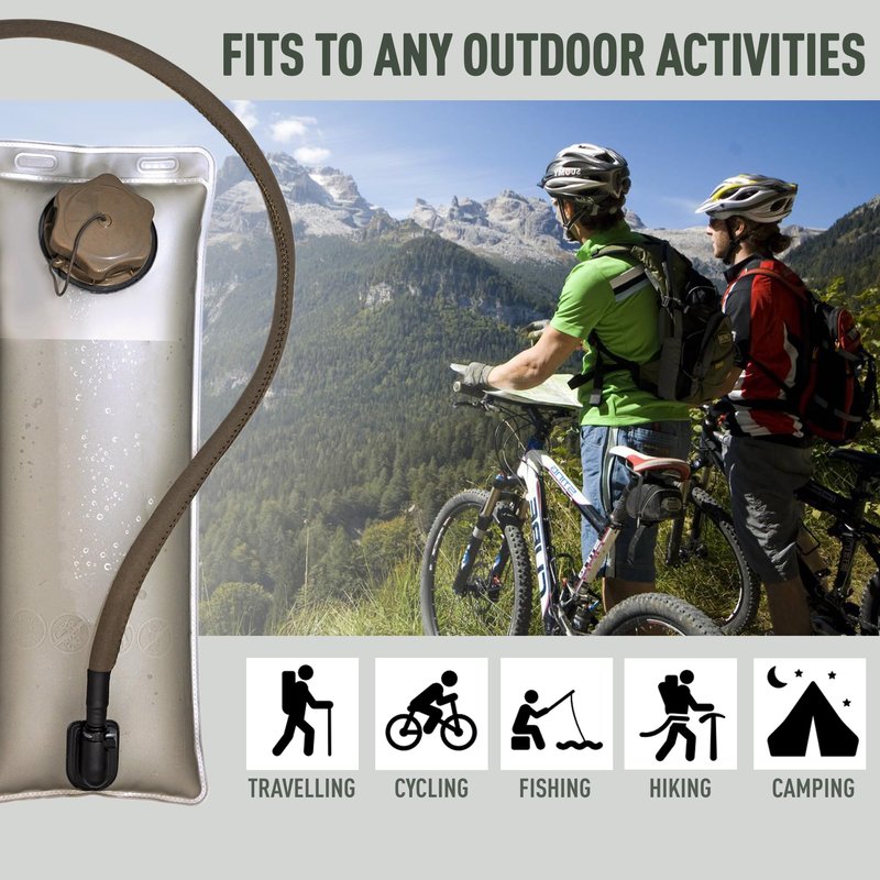 USGI GEAR Hydration Backpack 3L Water Bladder – Food-Grade Safe TPU Hydration Bladder with Leakproof Hose, Comfortable Sipping Spout – Hiking Water Bottle Ideal for Outdoors, Hunting, Fishing