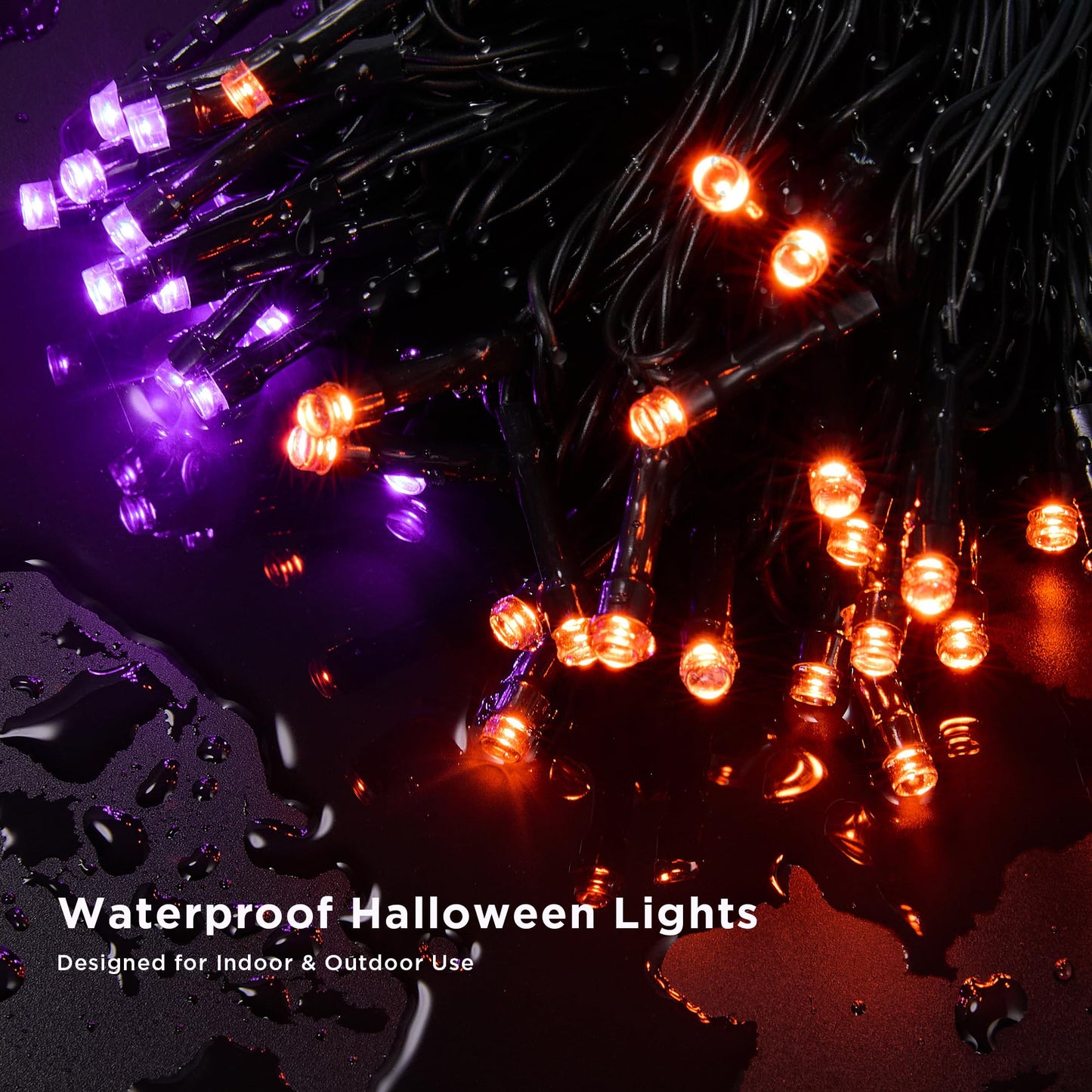 BlcTec Halloween Lights 300 LED 108FT Halloween String Lights with 8 Modes, UL Certified, Connectable, Waterproof, Timer for Outdoor Indoor Yard, Porch, Trees, Haunted House Decorations, Orange Purple