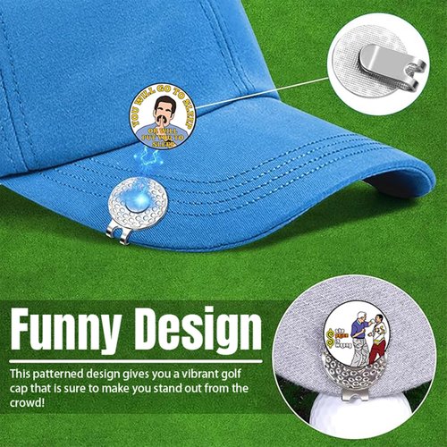 GudaAphrmix Magnetic Ball Markers Clips - Funny Golf Ball Markers with Hat Clip Magnet Gifts for Personalized Valentines, Cool Golfing Hat Decor Accessories for Golfers Putting Green Men Women Kids