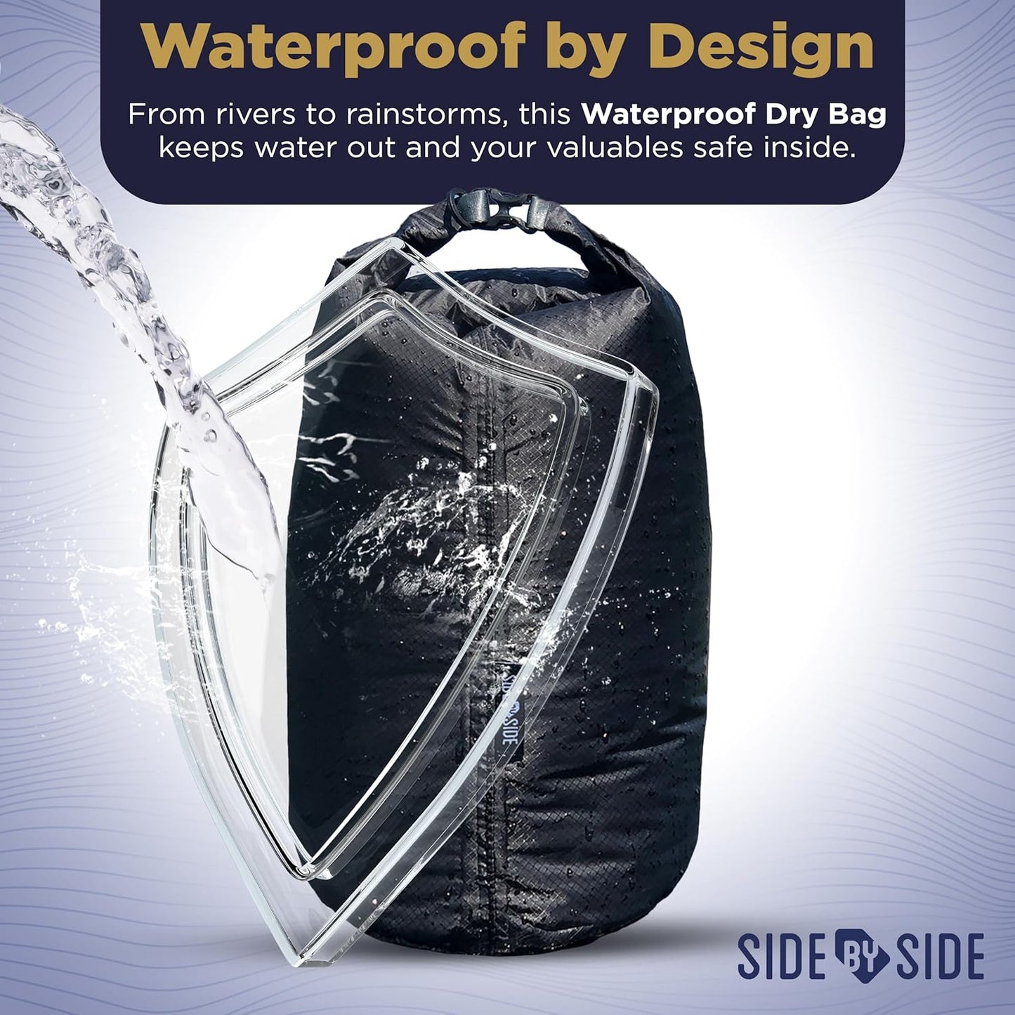 Skiennix Waterproof 10L Dry Bag - Lightweight Durable Side Bag for Kayaking, Hiking & Camping | Black, Small