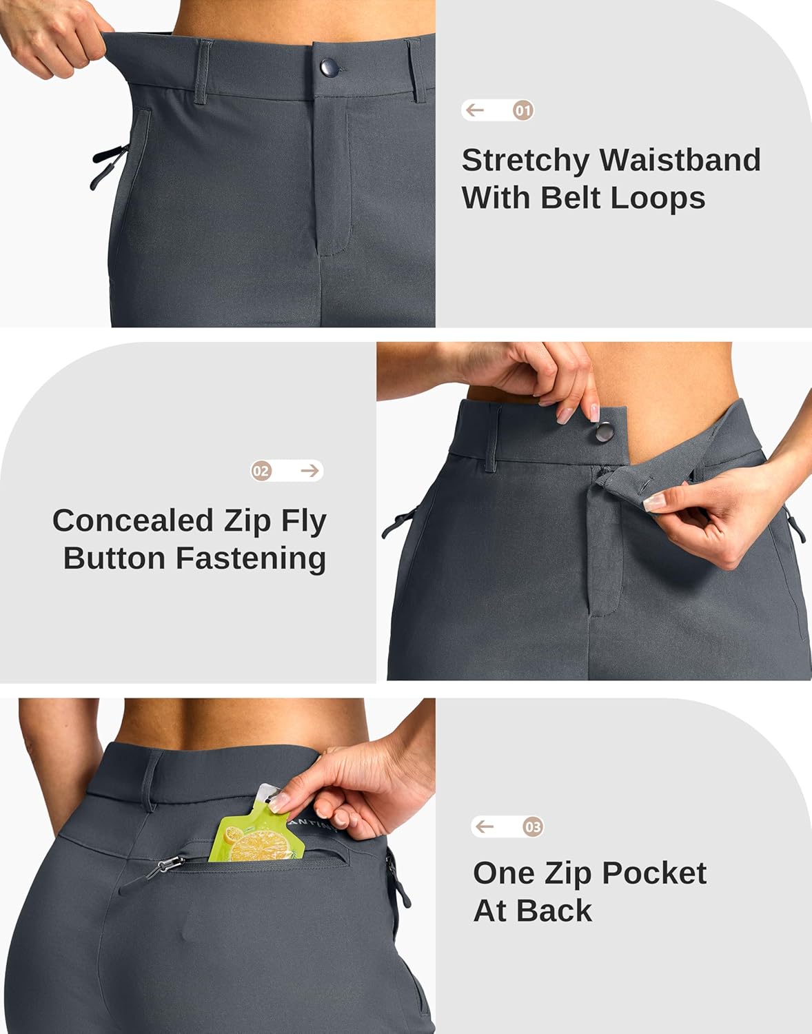 SANTINY Women's Hiking Golf Shorts - Quick-Dry Stretch Fabric | 5"/7" with 3 Pockets for Outdoor Travel