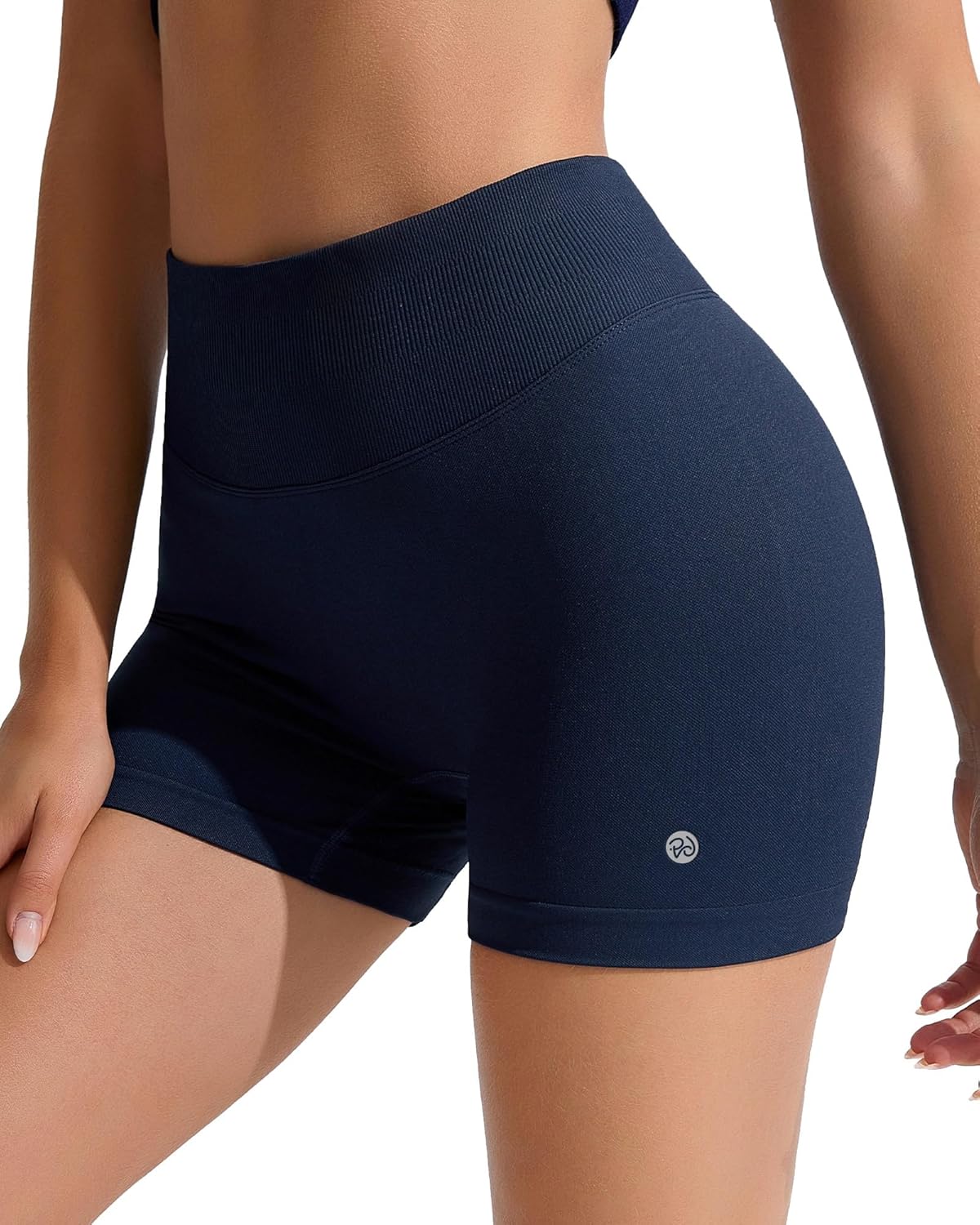 RIOJOY Women's Gym Shorts - 4'' Seamless Tummy Control Workout Shorts for Yoga & Running