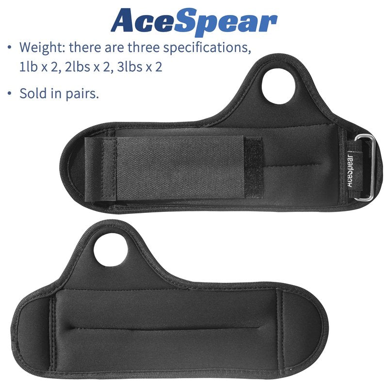 AceSpear Wrist Weights with Thumb Loops Lock for Men Women 1lb*2 2lbs*2 3lbs*2 Ankle Weights Weighted Gloves for Running Strength Training Walking Exercises (Black, 3 lbs x 2)