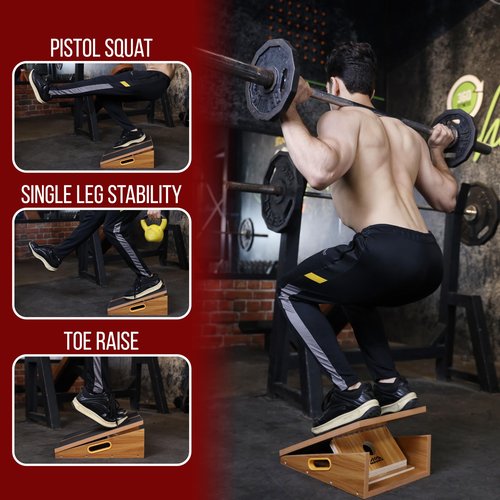 MAVIKS Professional Adjustable Calf Stretcher Slant Board for Squats for Ankle and Achilles Stretching, Posture Wooden Slant Board for Calf Stretching, Squat Wedge for Physical therapy & Exercise