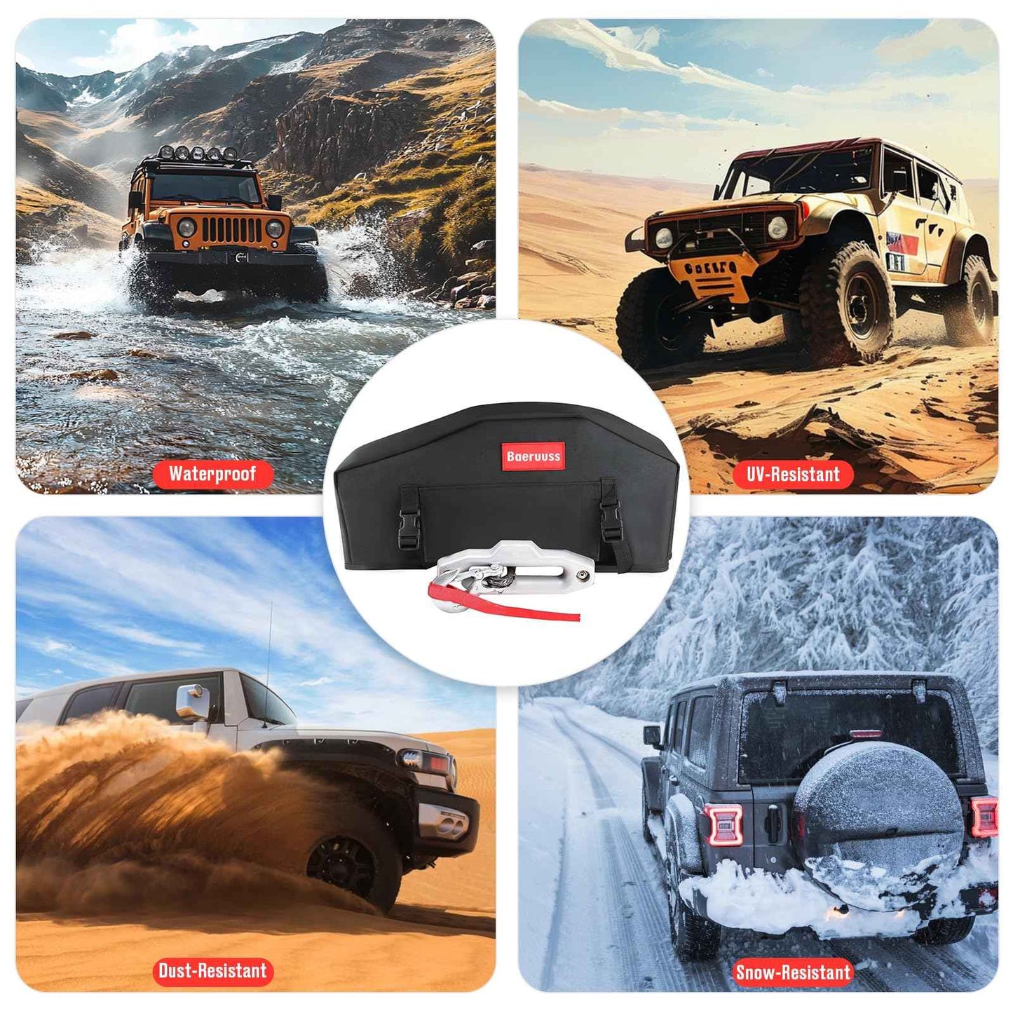 Winch Cover,Heavy Duty UV-resistant Waterproof Winch Protective Cover for Electric Winches 8000-12000 lbs up to 13500 lbs,Indoor/Outdoor Winch Accessories