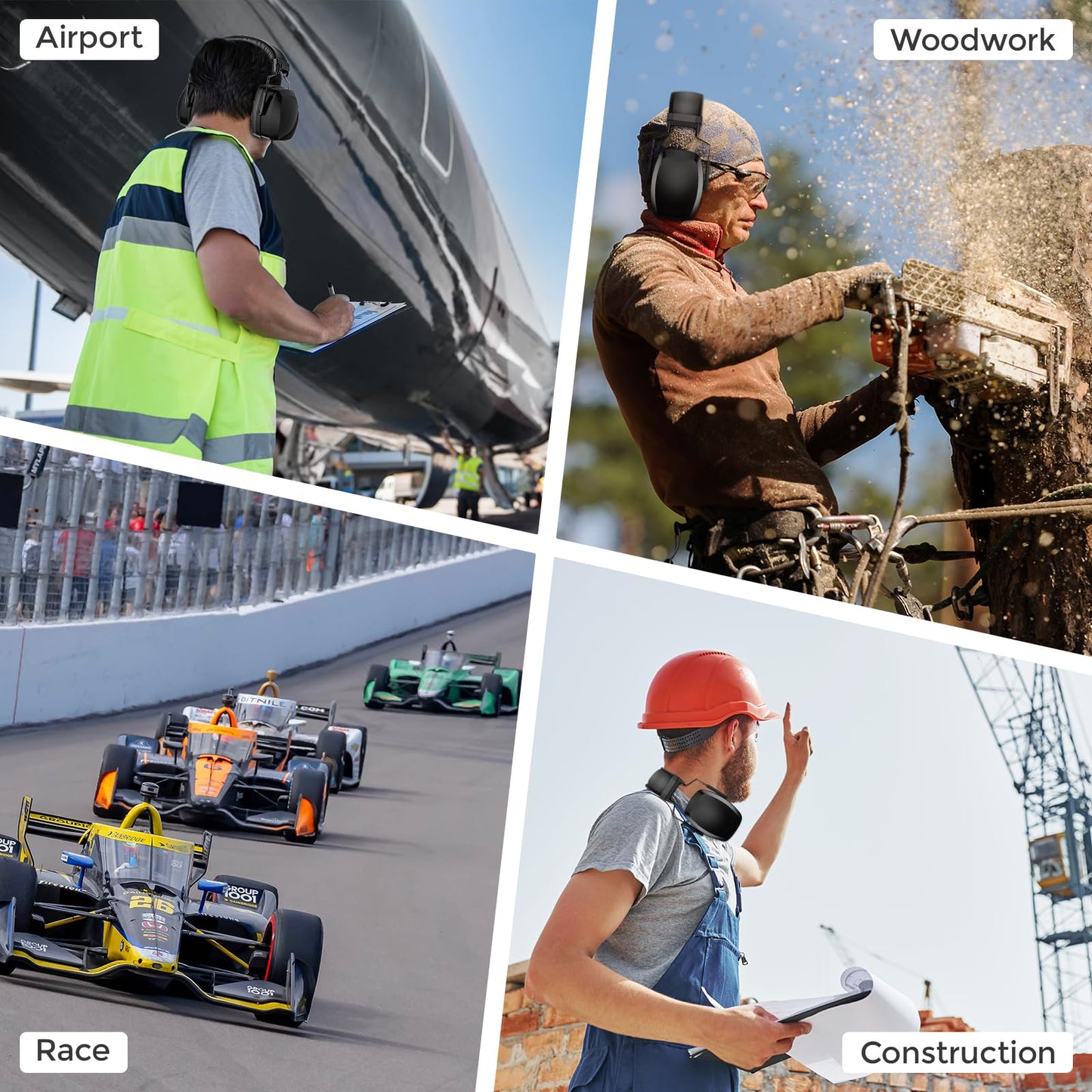 ProCase Extra Large SNR 37dB Noise Cancelling Headphones, Hearing Protection Ear Muffs for Noise Reduction NRR 35dB -Black